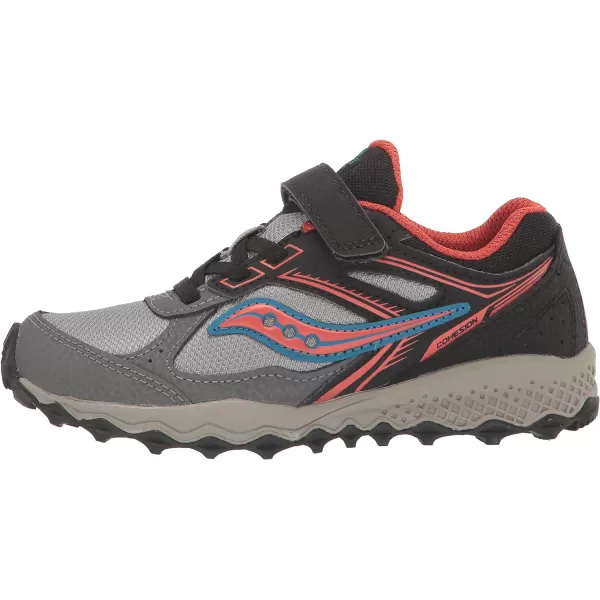 imageSaucony UnisexChild Cohesion Tr14 Alternative Closure Trail Running ShoeBlackGreyRed
