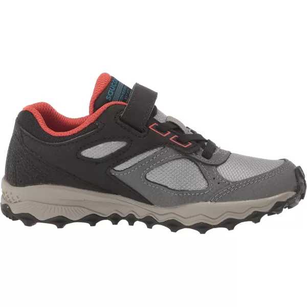 imageSaucony UnisexChild Cohesion Tr14 Alternative Closure Trail Running ShoeBlackGreyRed