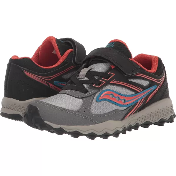 imageSaucony UnisexChild Cohesion Tr14 Alternative Closure Trail Running ShoeBlackGreyRed