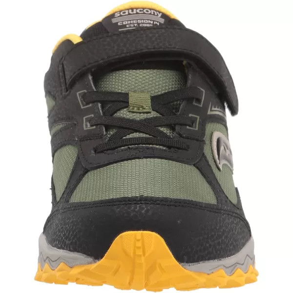 imageSaucony UnisexChild Cohesion Tr14 Alternative Closure Trail Running ShoeBlackOliveYellow