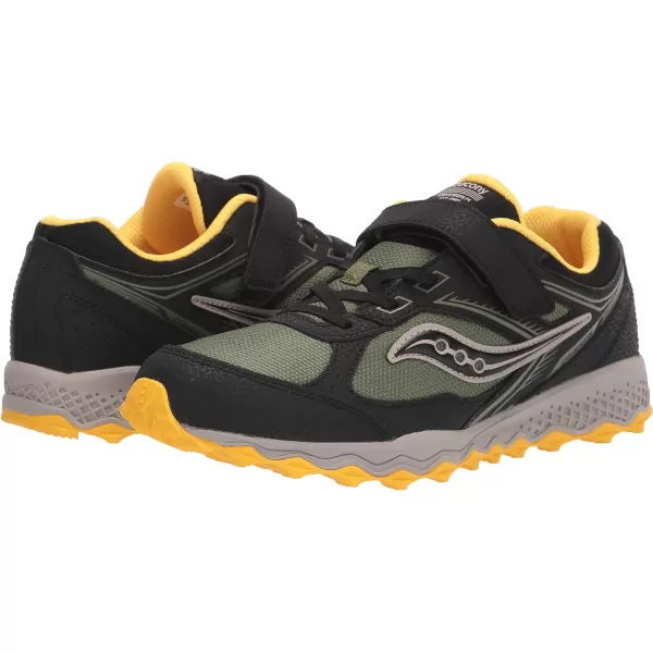 imageSaucony UnisexChild Cohesion Tr14 Alternative Closure Trail Running ShoeBlackOliveYellow