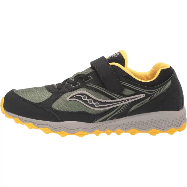 imageSaucony UnisexChild Cohesion Tr14 Alternative Closure Trail Running ShoeBlackOliveYellow