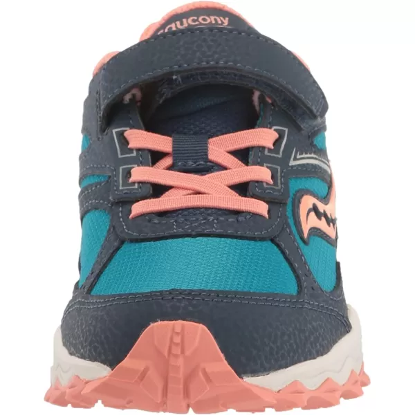 imageSaucony UnisexChild Cohesion Tr14 Alternative Closure Trail Running ShoeNavyTealCoral