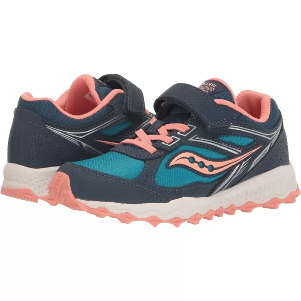 imageSaucony UnisexChild Cohesion Tr14 Alternative Closure Trail Running ShoeNavyTealCoral