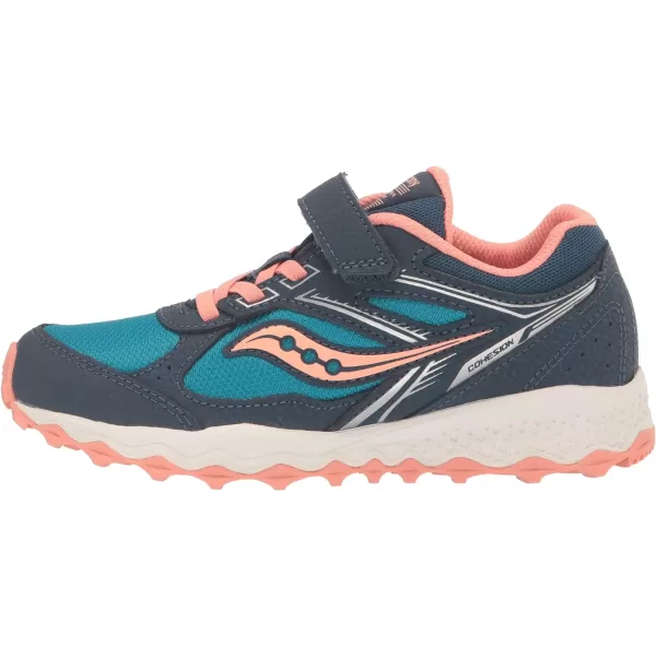 imageSaucony UnisexChild Cohesion Tr14 Alternative Closure Trail Running ShoeNavyTealCoral