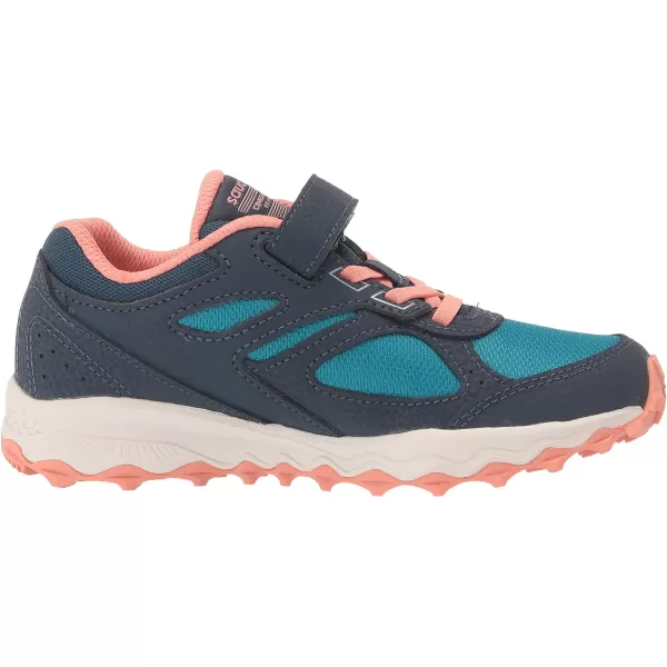 imageSaucony UnisexChild Cohesion Tr14 Alternative Closure Trail Running ShoeNavyTealCoral