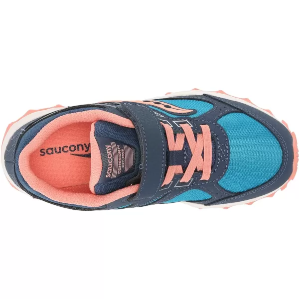 imageSaucony UnisexChild Cohesion Tr14 Alternative Closure Trail Running ShoeNavyTealCoral