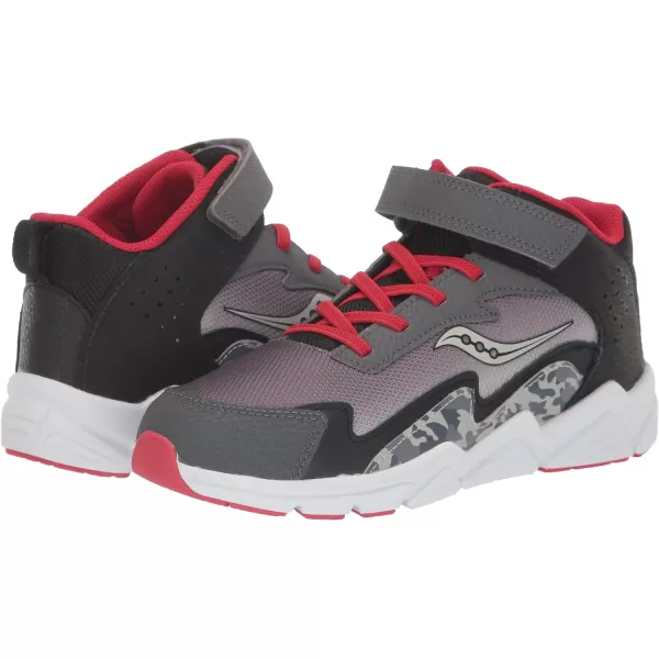 imageSaucony UnisexChild Flash Alternative Closure Mid SneakerGreyRed