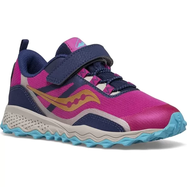 imageSaucony UnisexChild Peregrine 12 Shield Alternative Closure Hiking ShoeNavyPinkTurq