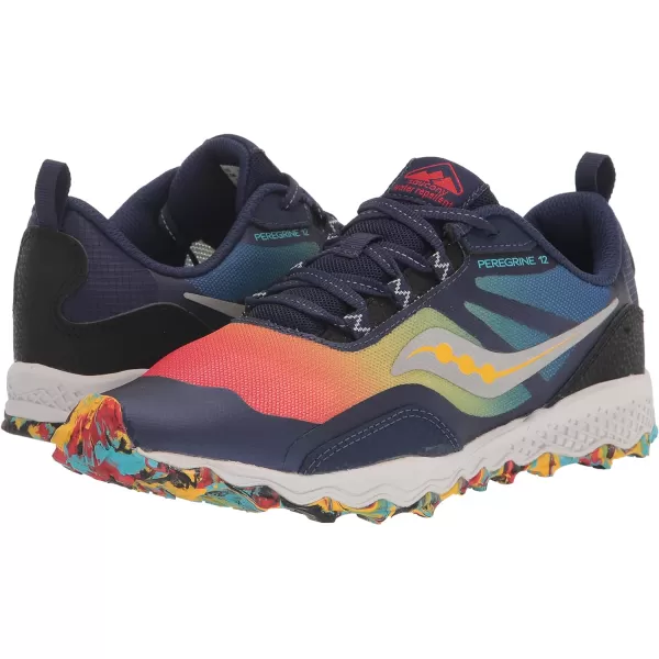 imageSaucony UnisexChild Peregrine 12 Shield SneakerBlueRedYellow