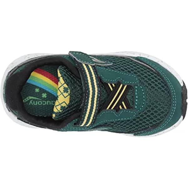 imageSaucony UnisexChild Ride 10 Jr Running ShoeGreenGoldBlack