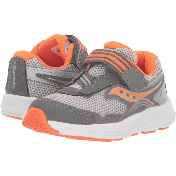 imageSaucony UnisexChild Ride 10 Jr Running ShoeGreyOrange