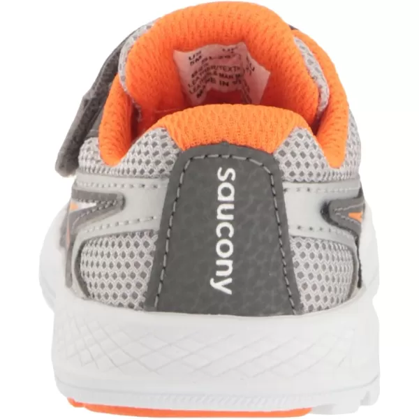 imageSaucony UnisexChild Ride 10 Jr Running ShoeGreyOrange