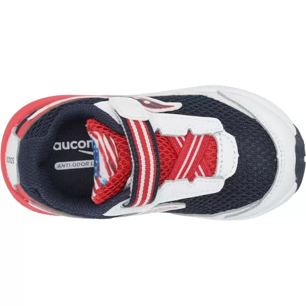 imageSaucony UnisexChild Ride 10 Jr Running ShoeRedWhiteBlue