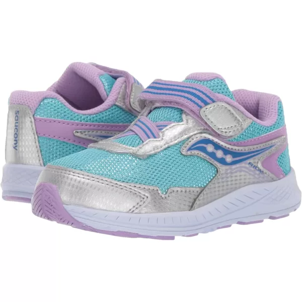 imageSaucony UnisexChild Ride 10 Jr Running ShoeSilverBlue