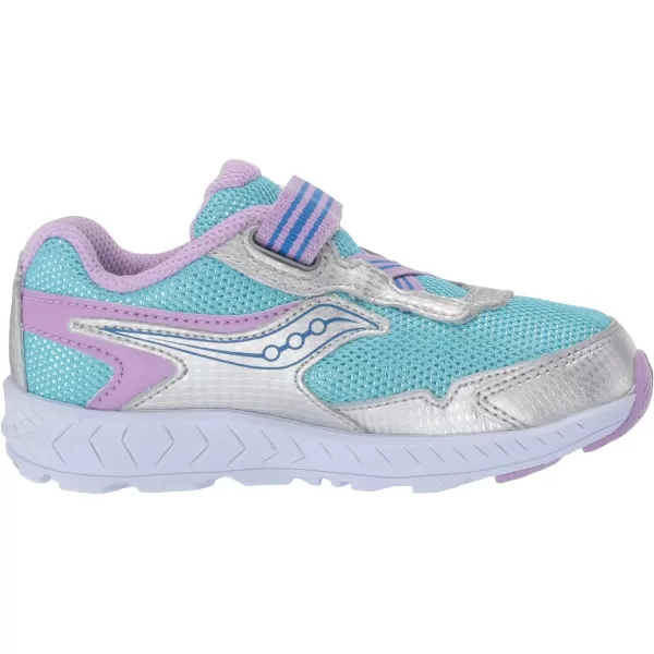 imageSaucony UnisexChild Ride 10 Jr Running ShoeSilverBlue
