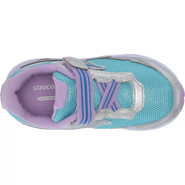 imageSaucony UnisexChild Ride 10 Jr Running ShoeSilverBlue