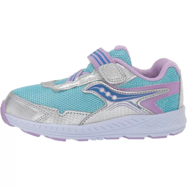 imageSaucony UnisexChild Ride 10 Jr Running ShoeSilverBlue