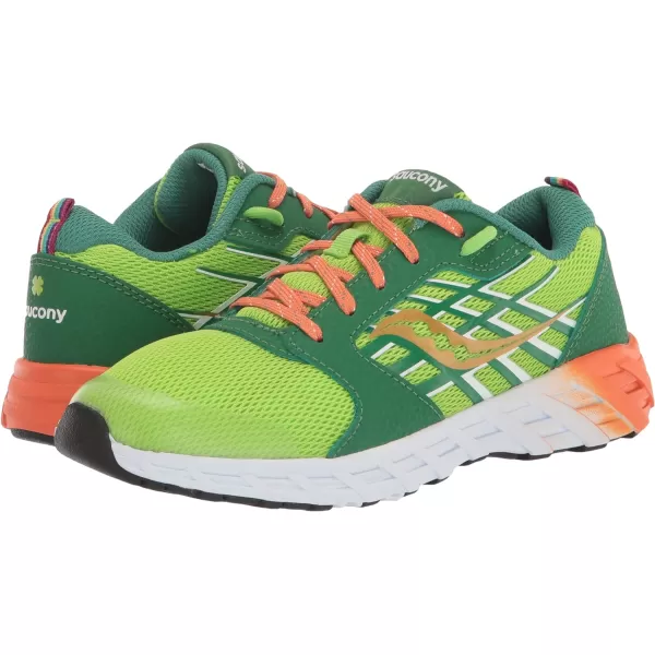 imageSaucony UnisexChild Wind 20 SneakerGreenOrange