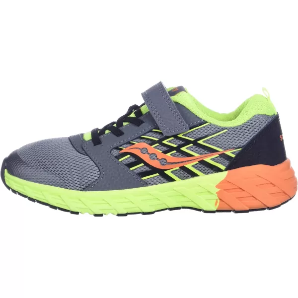 imageSaucony UnisexChild Wind Alternative Closure 20 Running ShoeGreyCitronOrange