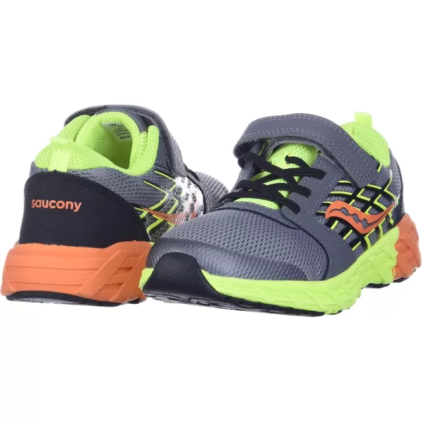 imageSaucony UnisexChild Wind Alternative Closure 20 Running ShoeGreyCitronOrange