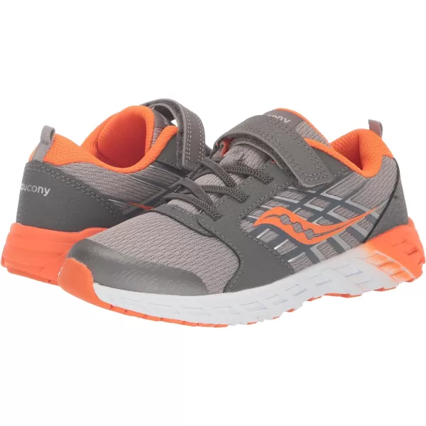imageSaucony UnisexChild Wind Alternative Closure 20 Running ShoeGreyOrange