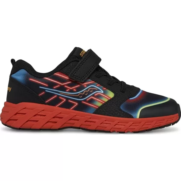 imageSaucony UnisexChild Wind Alternative Closure Running ShoeNeonBlackRed