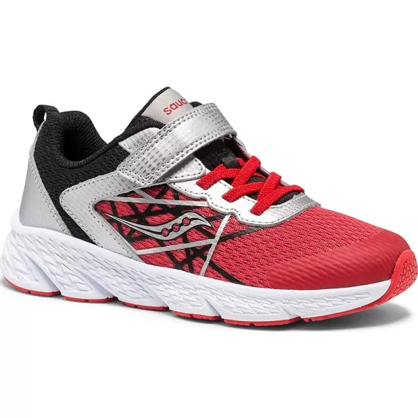 imageSaucony UnisexChild Wind Alternative Closure Running ShoeSilverRedBlack