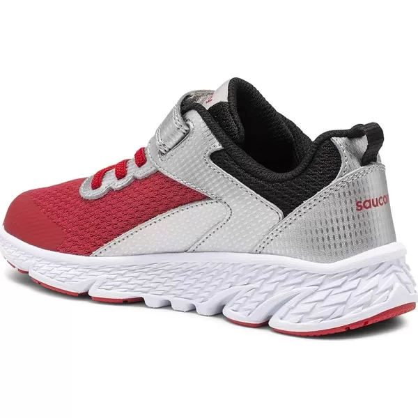imageSaucony UnisexChild Wind Alternative Closure Running ShoeSilverRedBlack