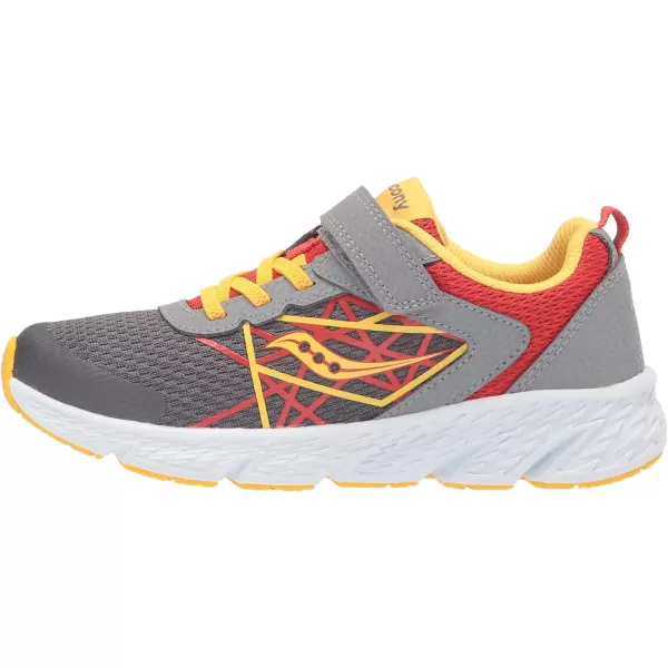 imageSaucony UnisexChild Wind Alternative Closure SneakerGreyRedYellow