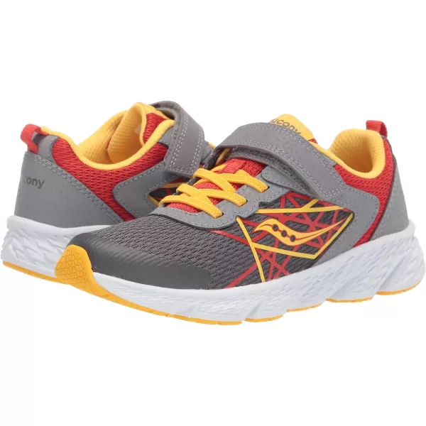 imageSaucony UnisexChild Wind Alternative Closure SneakerGreyRedYellow