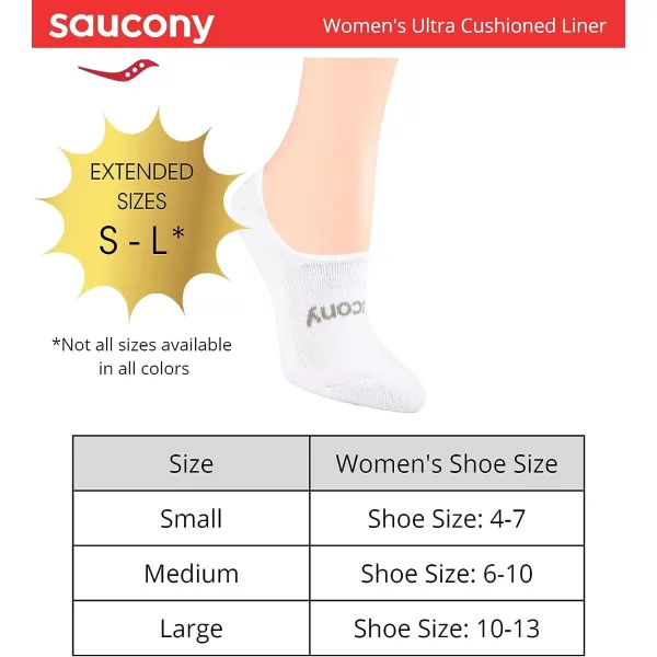 imageSaucony Womens 8 Pairs No Show Cushioned Invisible Liner SocksBright Assorted 8 Pairs