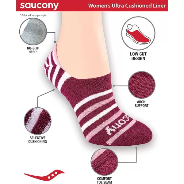 imageSaucony Womens 8 Pairs No Show Cushioned Invisible Liner SocksRose 8 Pairs
