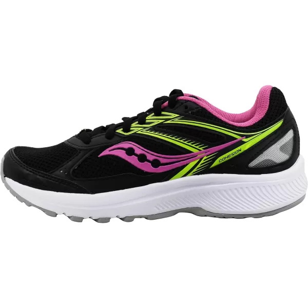 imageSaucony Womens Cohesion 14 Road Running ShoeBlackPinkYellow