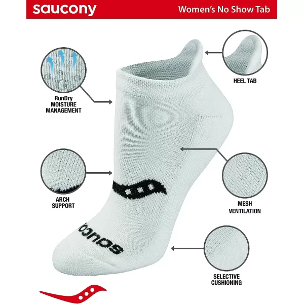 imageSaucony Womens Multipack Performance Heel Tab Athletic SocksBasic White 8 Pairs