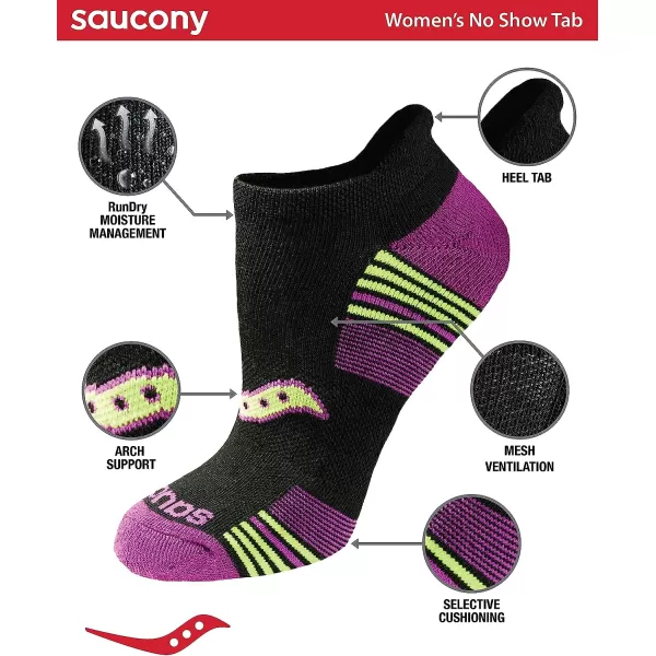 imageSaucony Womens Multipack Performance Heel Tab Athletic SocksBlack Assorted 8 Pairs