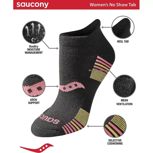 imageSaucony Womens Multipack Performance Heel Tab Athletic SocksBlack Rose Assorted 8 Pairs