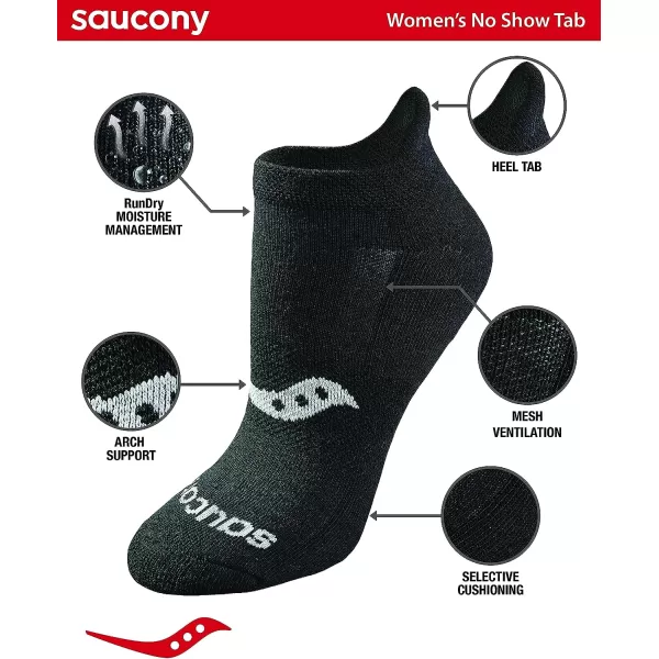 imageSaucony Womens Multipack Performance Heel Tab Athletic SocksBlack Solid 8 Pairs