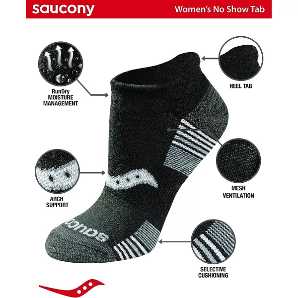 imageSaucony Womens Multipack Performance Heel Tab Athletic SocksBlack White Assorted 8 Pairs