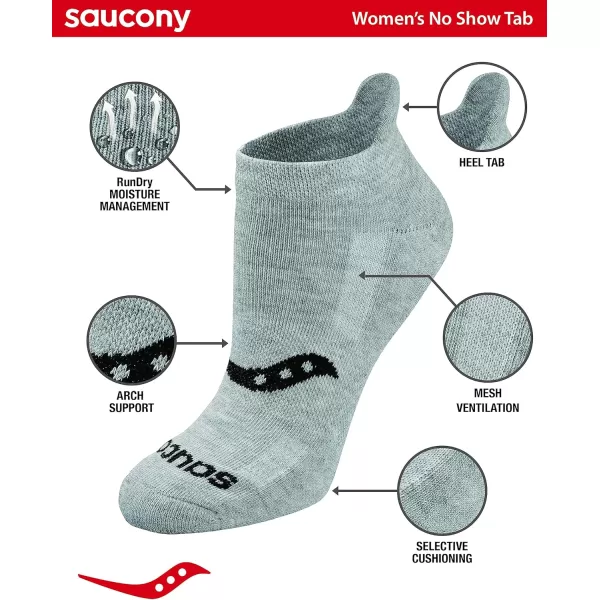 imageSaucony Womens Multipack Performance Heel Tab Athletic SocksGrey Basic 8 Pairs