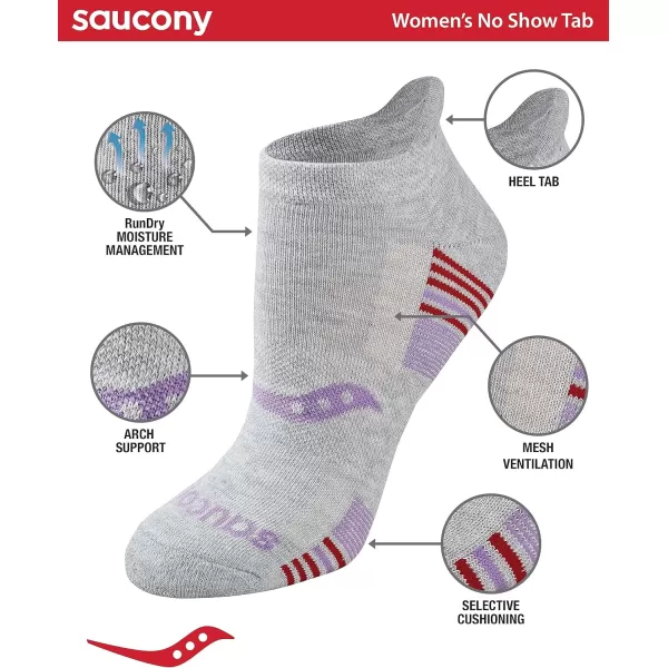imageSaucony Womens Multipack Performance Heel Tab Athletic SocksGrey Cheer 8 Pairs