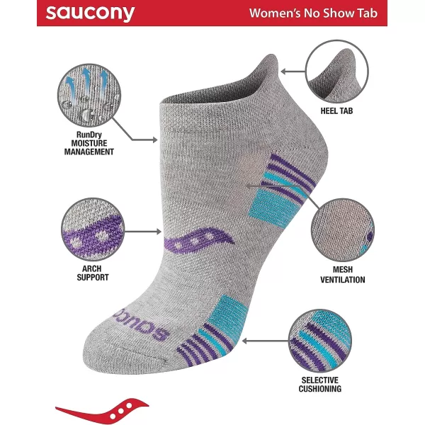 imageSaucony Womens Multipack Performance Heel Tab Athletic SocksGrey Heather Blue Assorted 16 Pairs