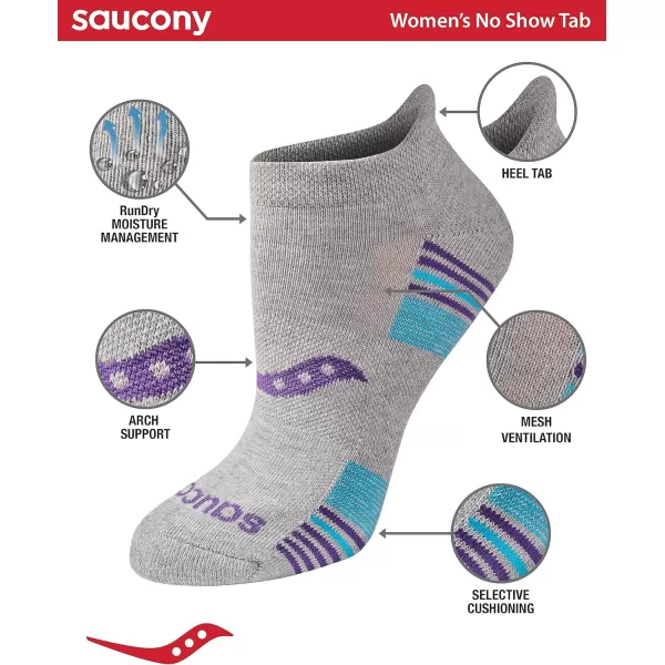 imageSaucony Womens Multipack Performance Heel Tab Athletic SocksGrey Heather Blue Assorted 8 Pairs