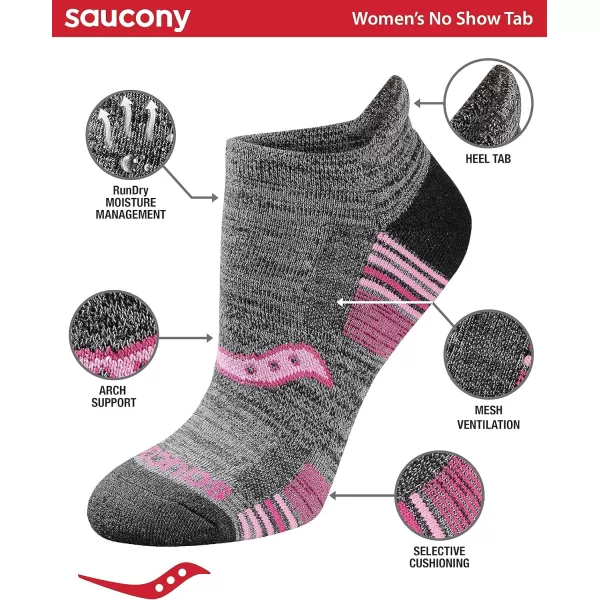 imageSaucony Womens Multipack Performance Heel Tab Athletic SocksPink Accent Assorted 8 Pairs
