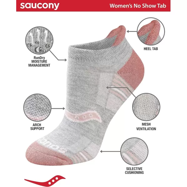 imageSaucony Womens Multipack Performance Heel Tab Athletic SocksRose Assorted 8 Pairs