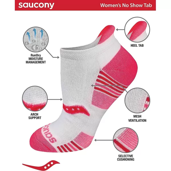 imageSaucony Womens Multipack Performance Heel Tab Athletic SocksWhite Assorted 8 Pairs