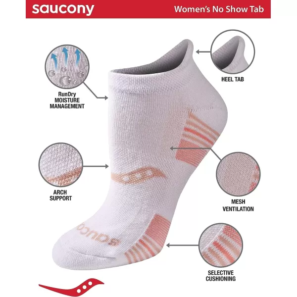imageSaucony Womens Multipack Performance Heel Tab Athletic SocksWhite Rose Assorted 16 Pairs