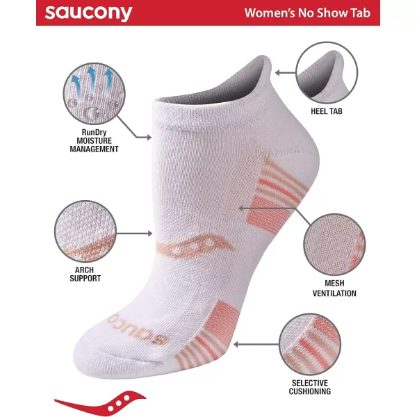 imageSaucony Womens Multipack Performance Heel Tab Athletic SocksWhite Rose Assorted 8 Pairs