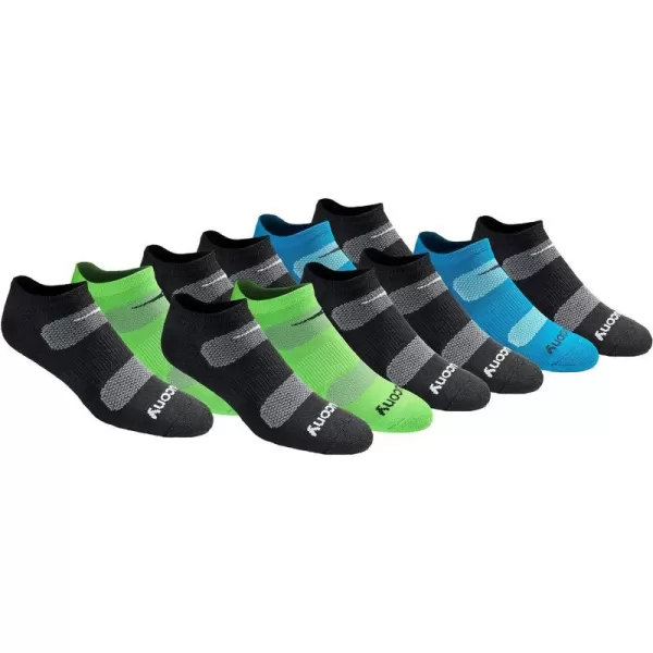 imageSaucony Mens MultiPack Mesh Ventilating Comfort Fit Performance NoShow SocksBlack Fashion 12 Pairs