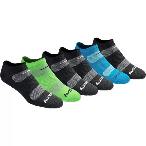 imageSaucony Mens MultiPack Mesh Ventilating Comfort Fit Performance NoShow SocksBlack Fashion 6 Pairs
